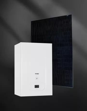 Plynový kondenzační kotel a solární panely | ENBRA